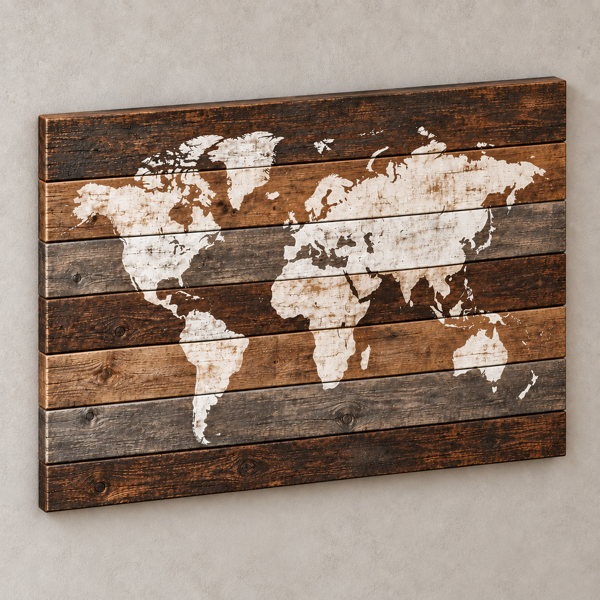 Carte du monde sur bois — Industrial 1.0