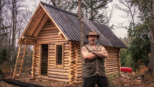 Cabane en rondins EPIC TIMELAPSE construite par UN HOMME dans la forêt🍁