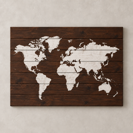 Carte du monde sur bois — série Earth