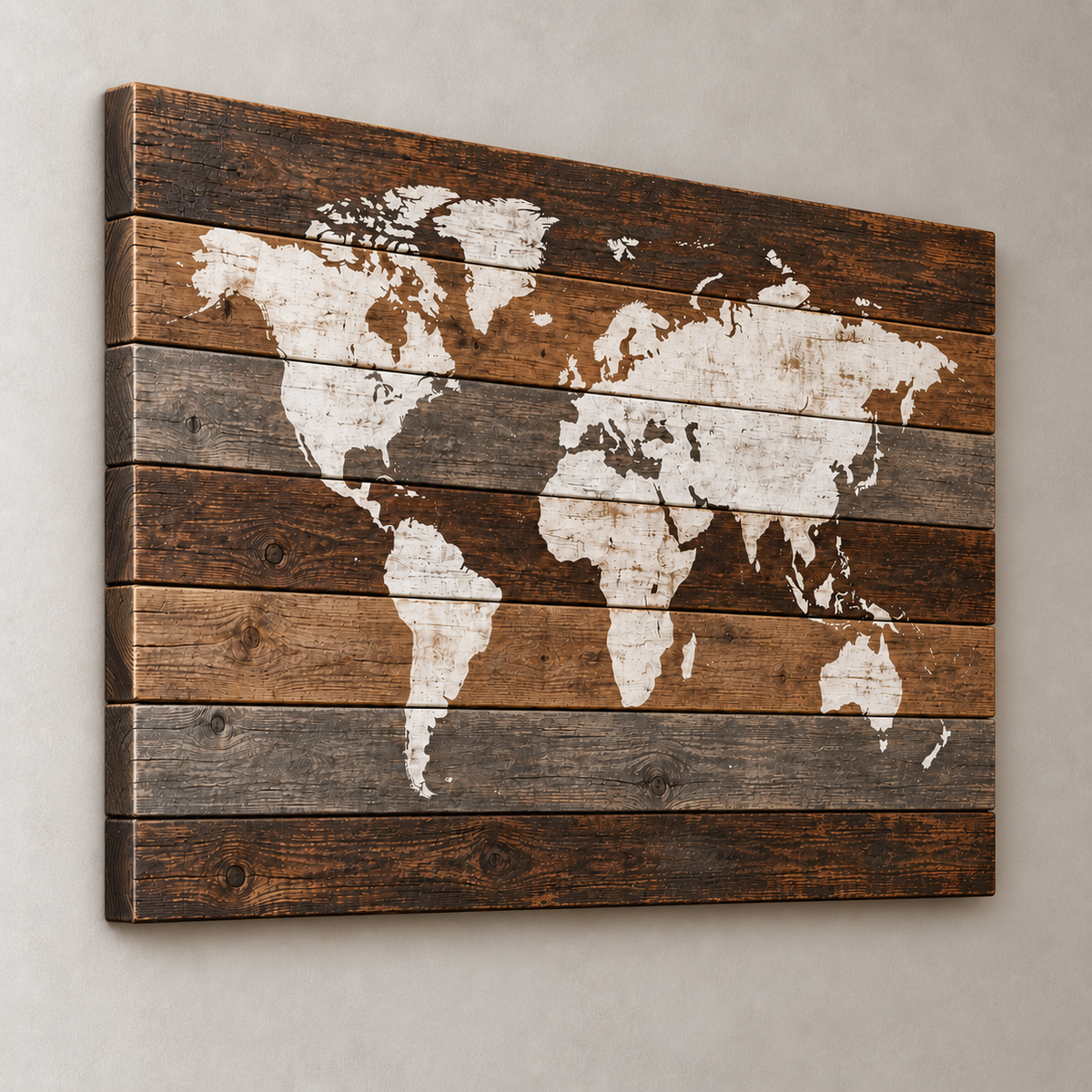 Carte du monde sur bois — Industrial 1.0