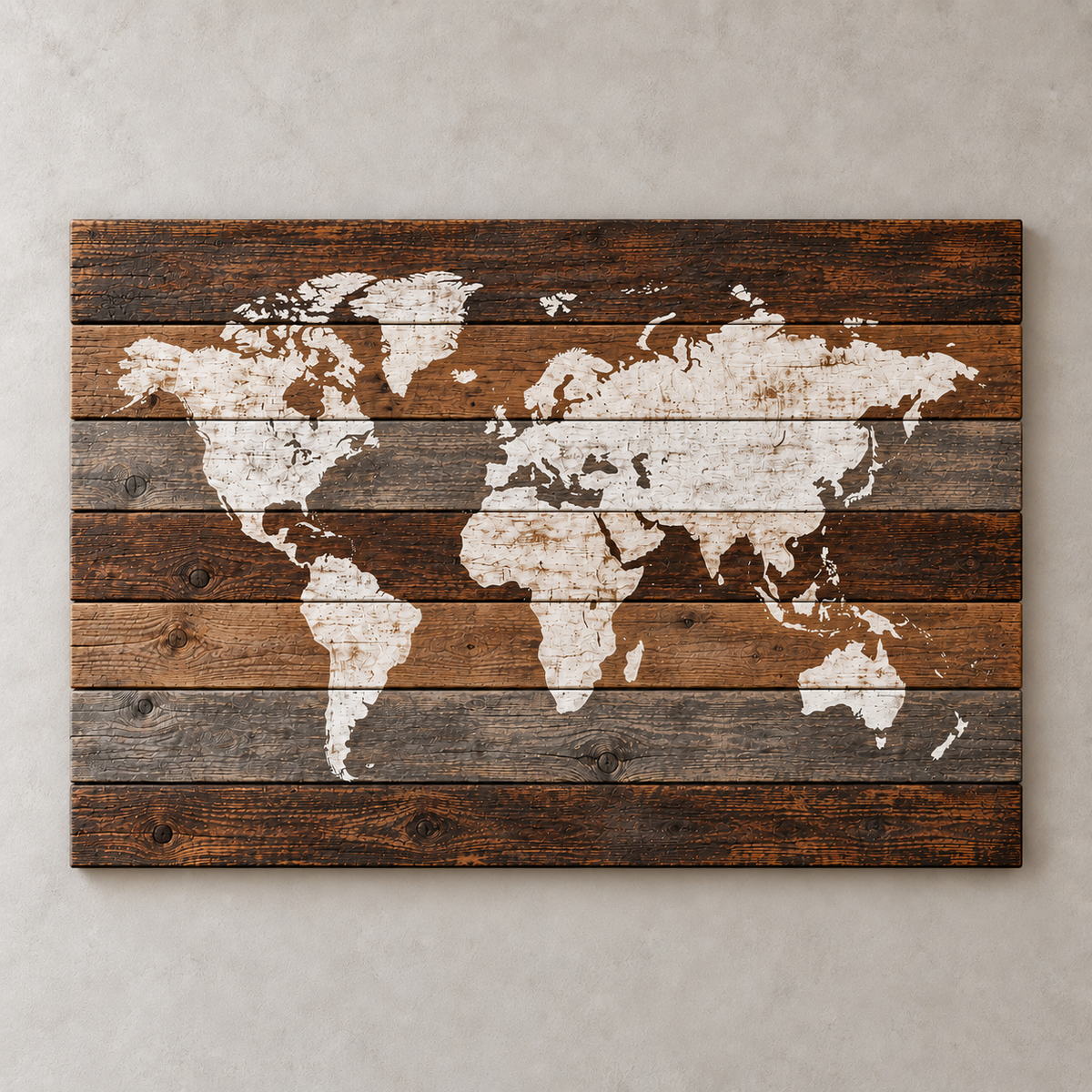 Carte du monde sur bois — Industrial 1.0