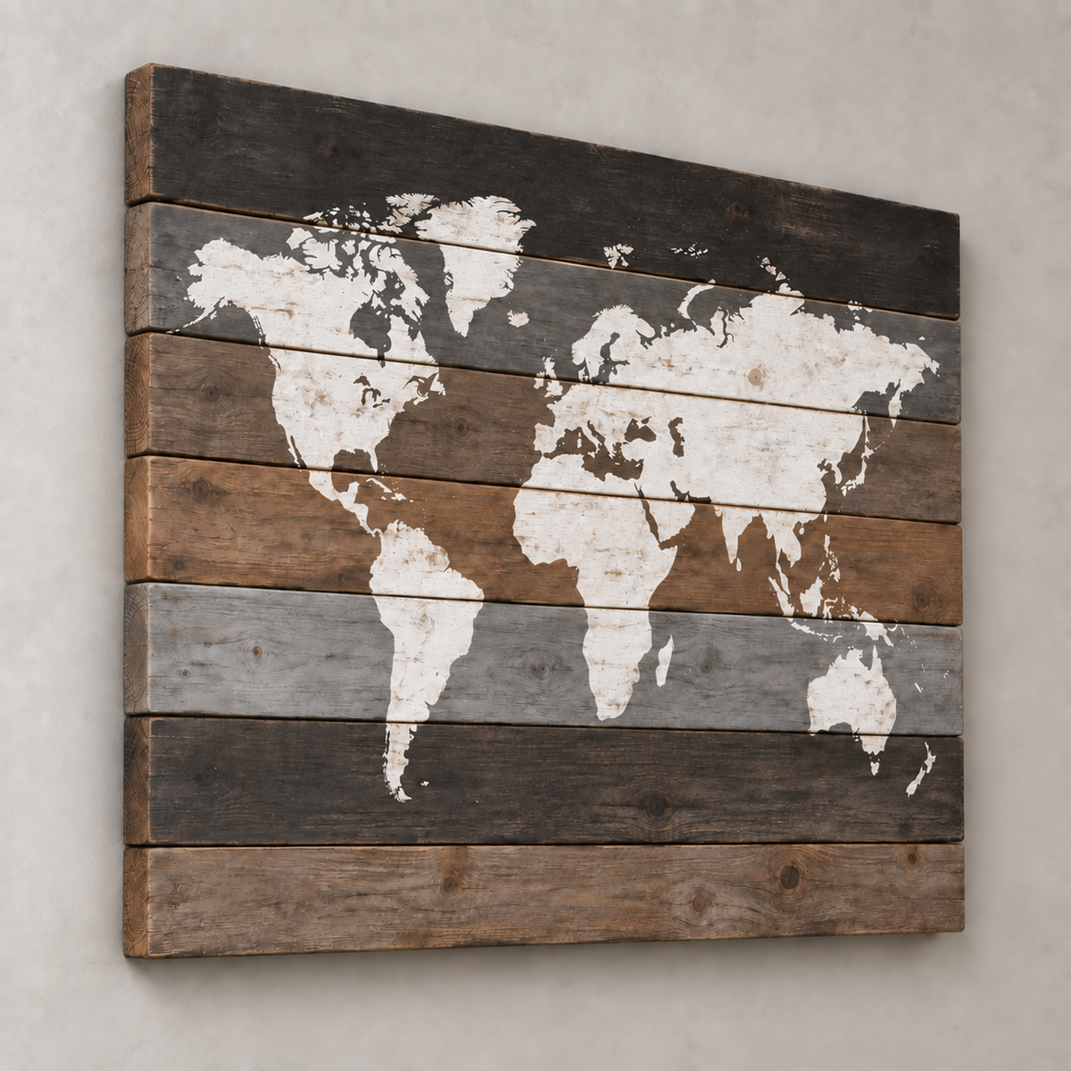 Carte du monde sur bois — Industrial 2.0