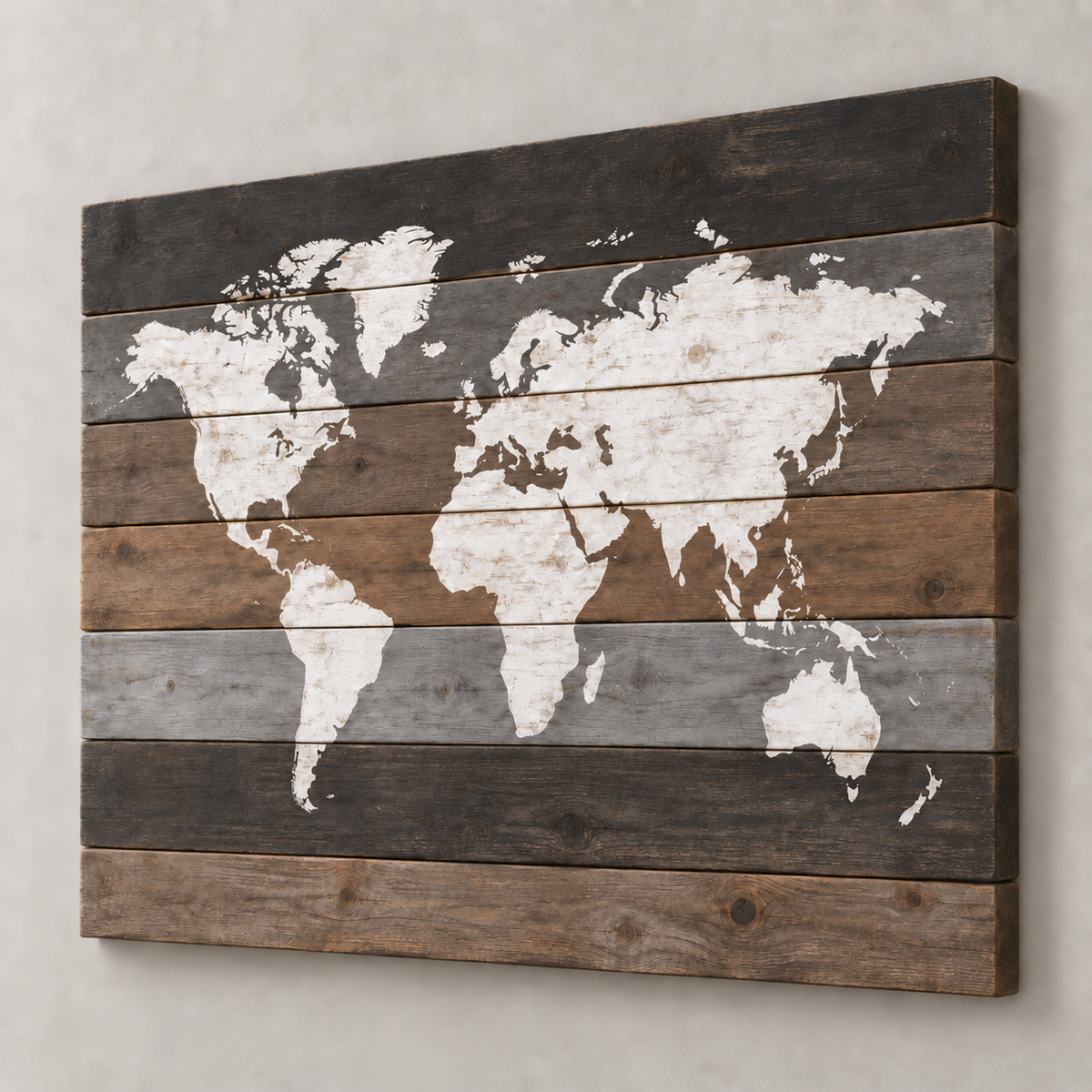Carte du monde sur bois — Industrial 2.0