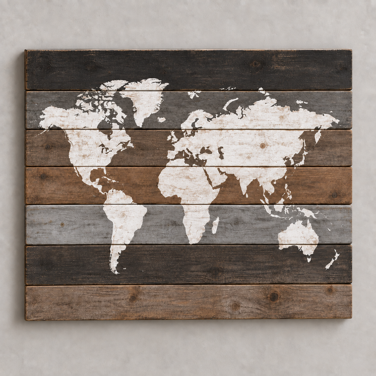 Carte du monde sur bois — Industrial 2.0