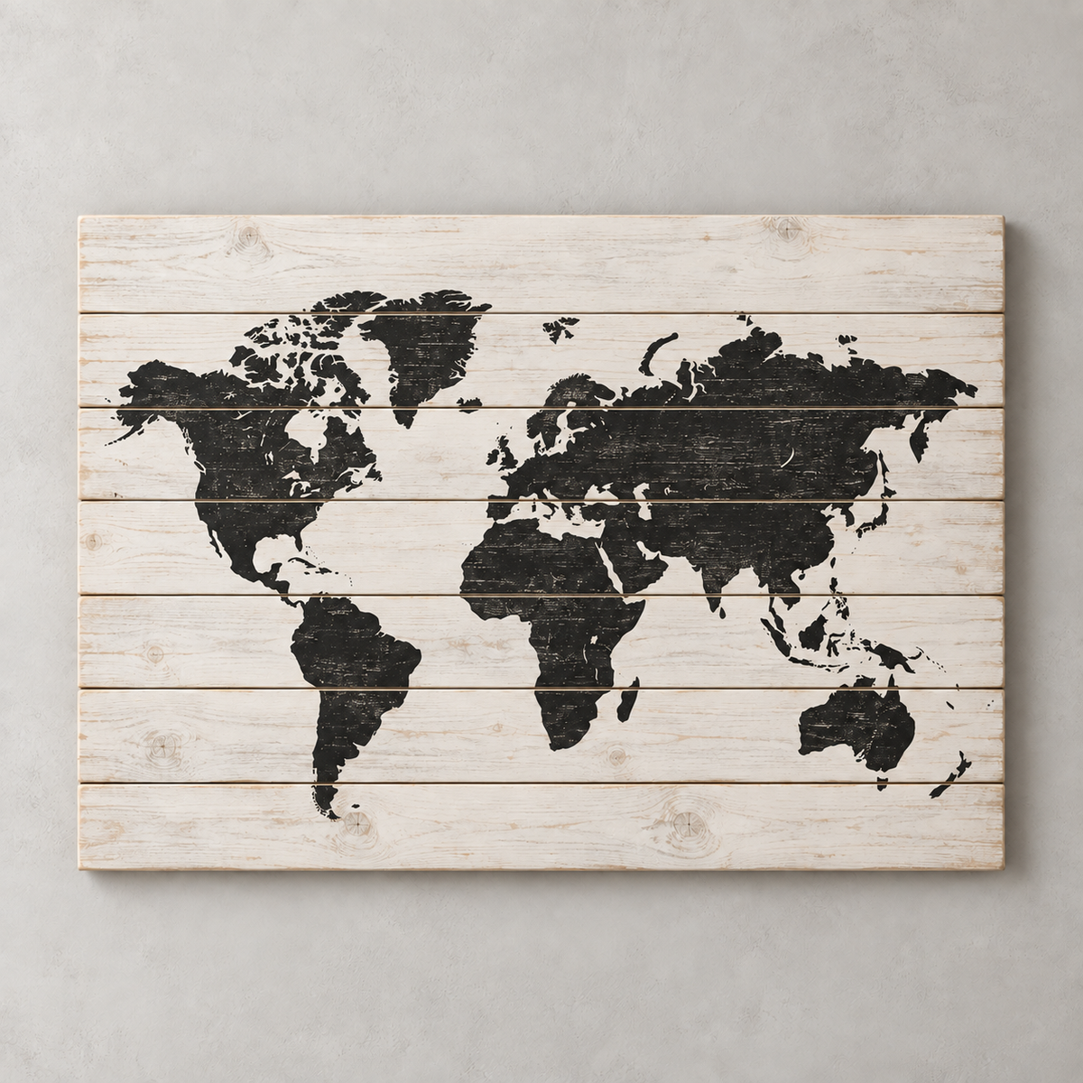 Carte du monde sur bois — série Minimal
