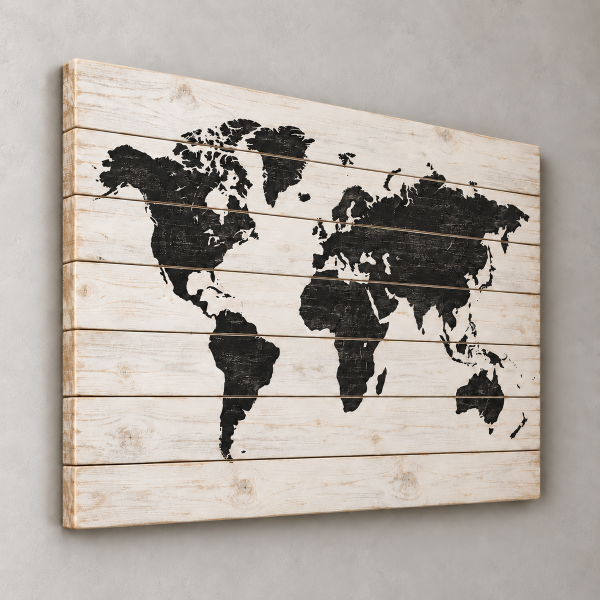 Carte du monde sur bois — série Minimal