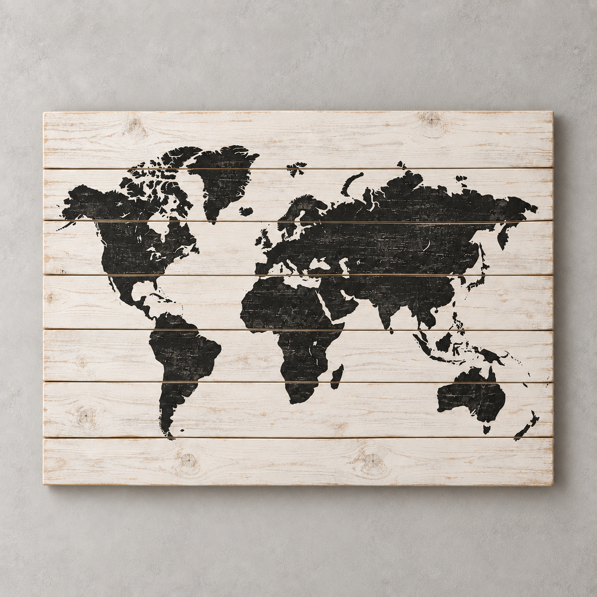 Carte du monde sur bois — série Minimal
