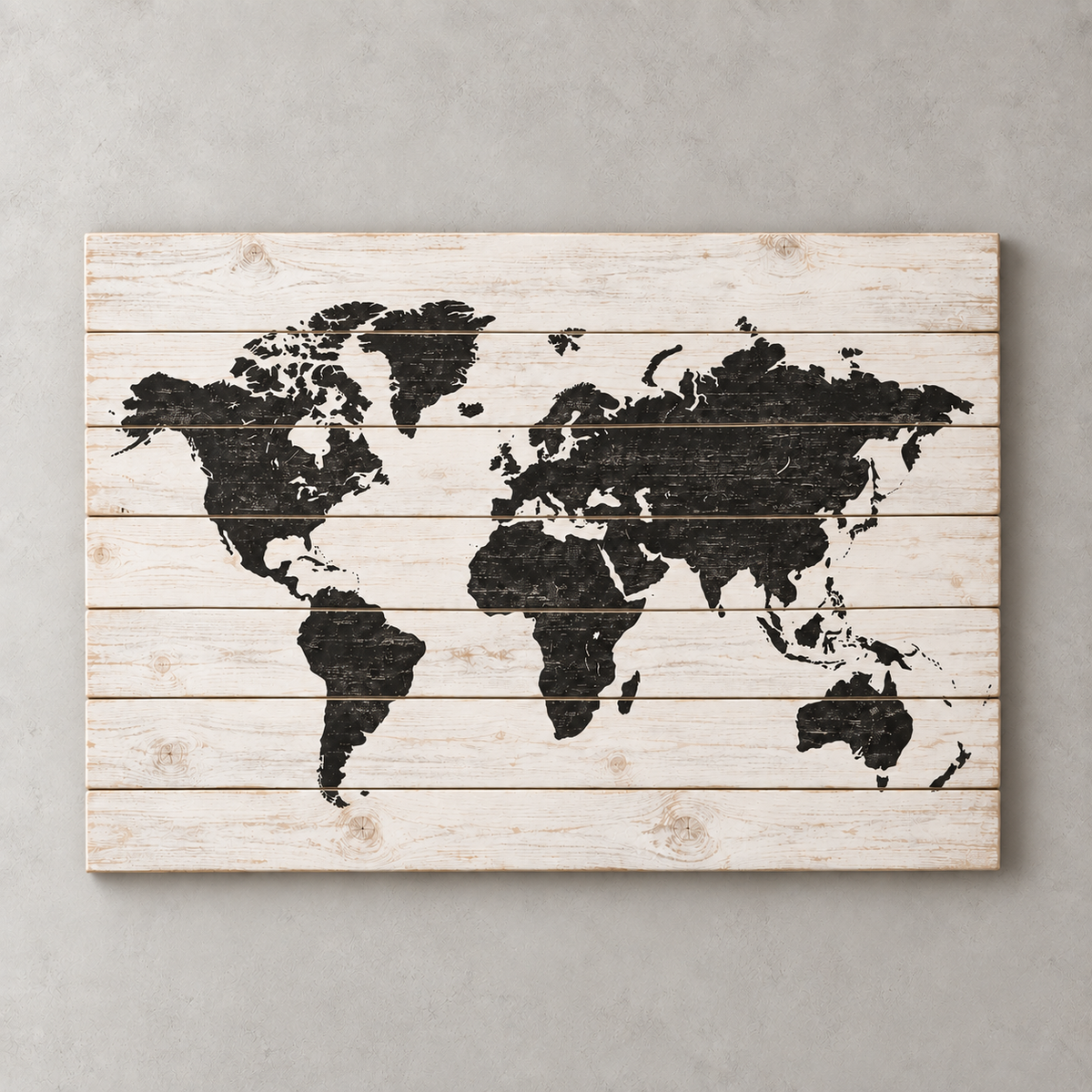 Carte du monde sur bois — série Minimal