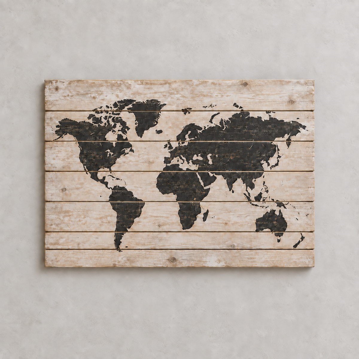 Carte du monde sur bois — série Pure