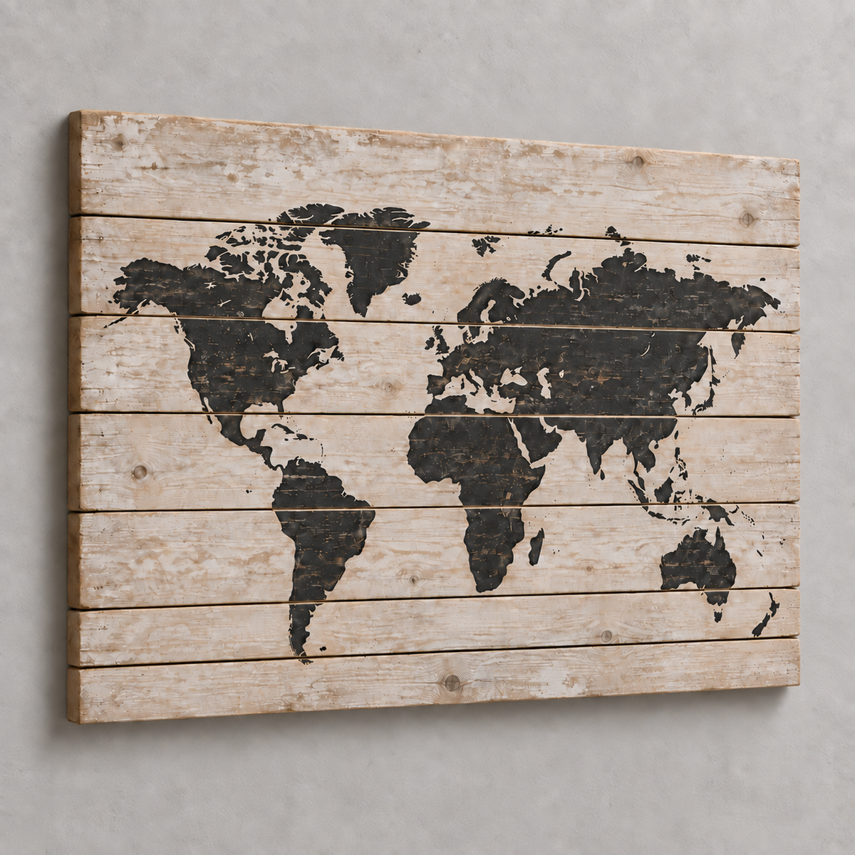 Carte du monde sur bois — série Pure