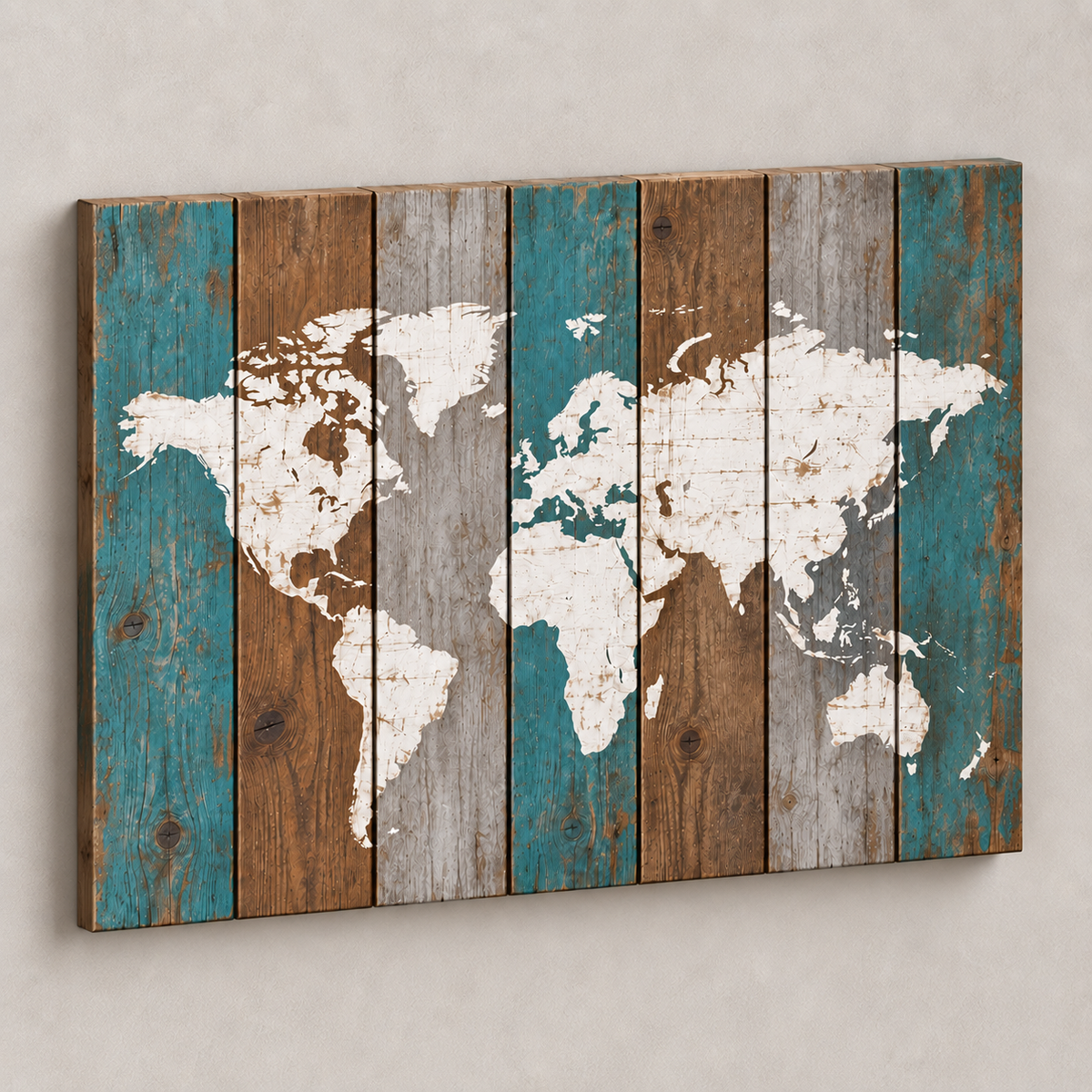 Carte du monde Rustic Chic — 38 × 26 po