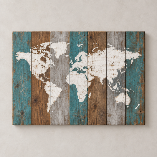 Carte du monde Rustic Chic — 38 × 26 po