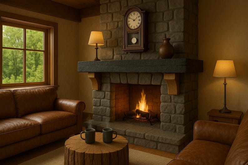 Serenity Fire Mantel — handmade pine with Shou Sugi Ban finish, view 12