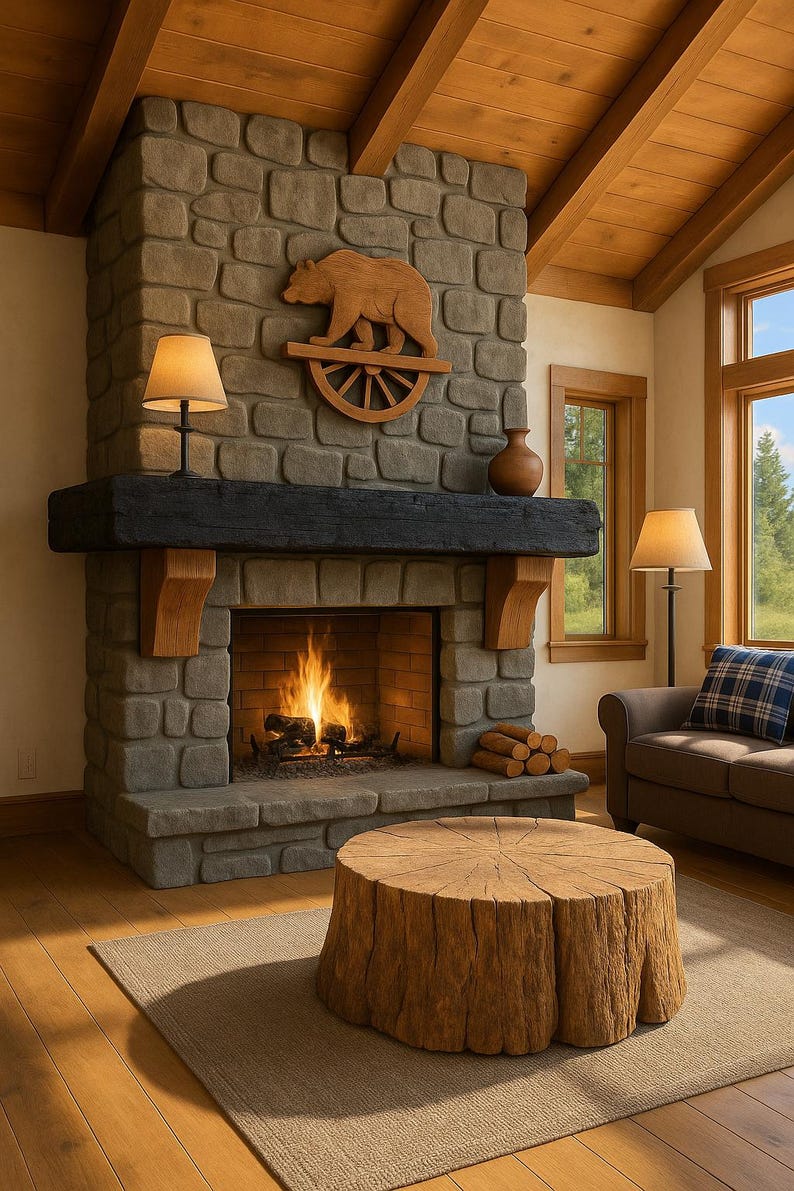 Serenity Fire Mantel — handmade pine with Shou Sugi Ban finish, view 8