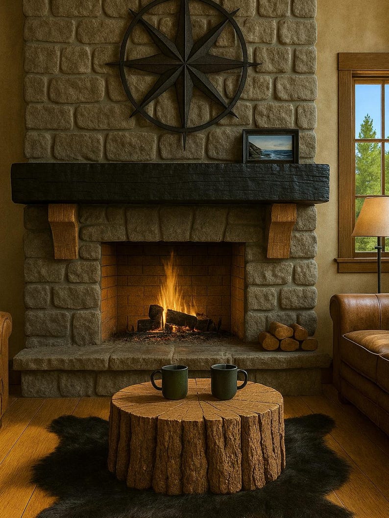 Serenity Fire Mantel — handmade pine with Shou Sugi Ban finish, view 10