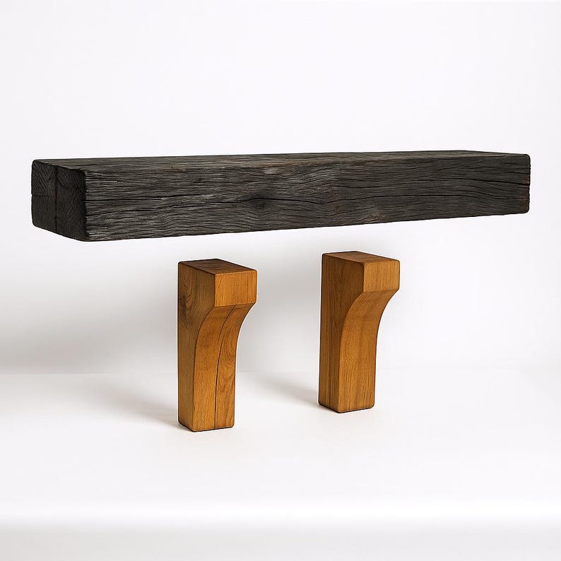 Serenity Fire Mantel — handmade pine with Shou Sugi Ban finish, view 4