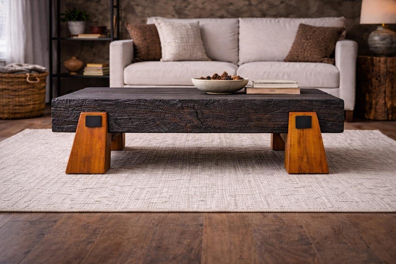 Serenity Coffee Table — handmade pine with Shou Sugi Ban finish, view 5
