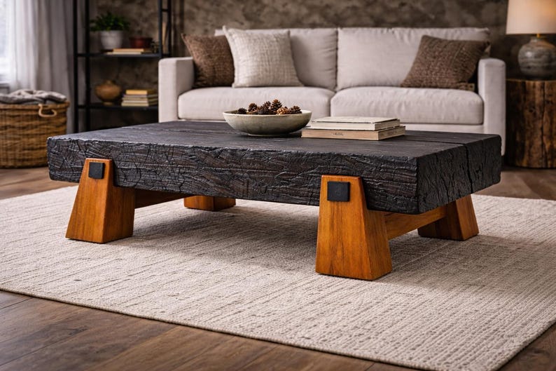 Serenity Coffee Table — handmade pine with Shou Sugi Ban finish, view 6