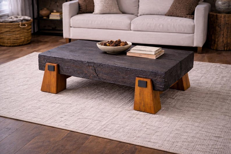 Serenity Coffee Table — handmade pine with Shou Sugi Ban finish, view 2