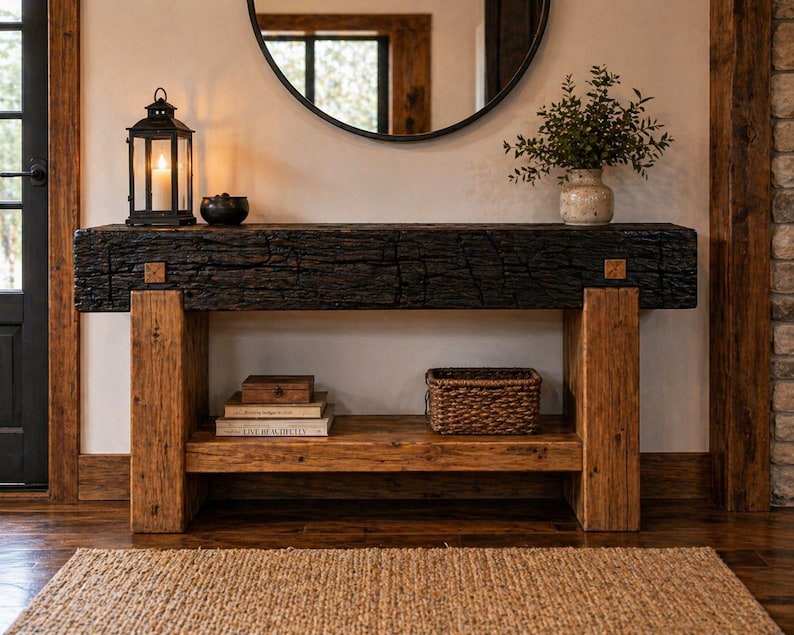Serenity Console Table — handmade pine with Shou Sugi Ban finish, view 2