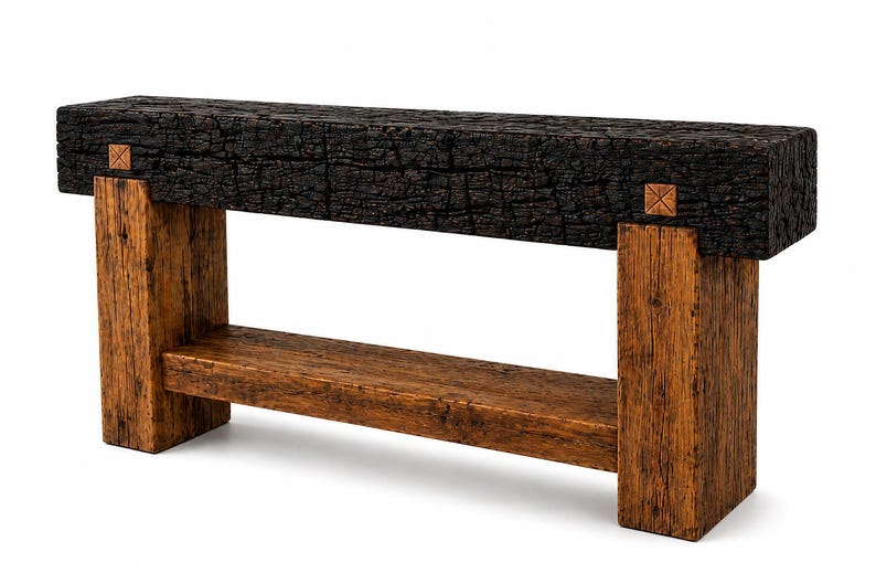Serenity Console Table — handmade pine with Shou Sugi Ban finish, view 5