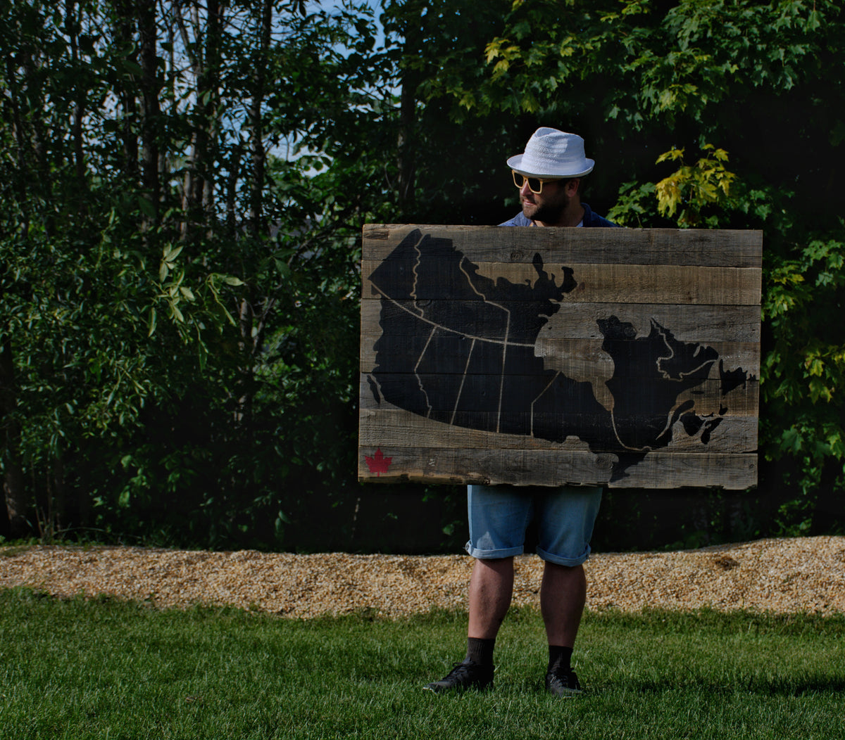 Carte du Canada en bois de grange