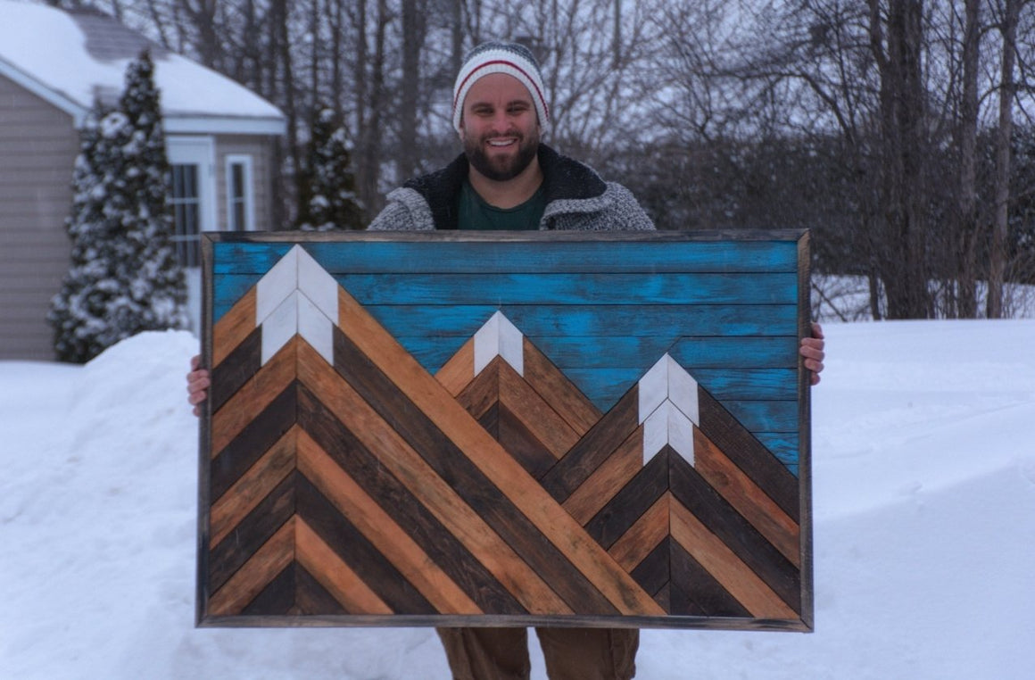 Rustic Mountain On Wood