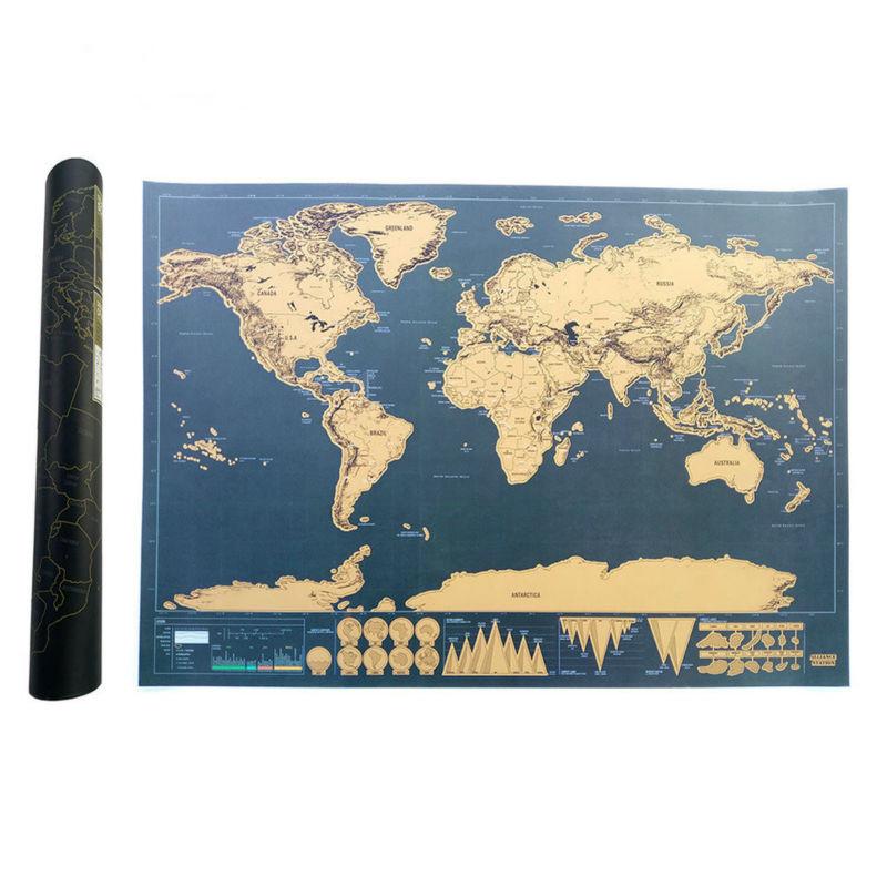 Deluxe Travel Edition Scratch off World Map Poster Personalized